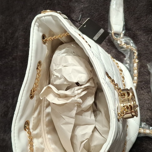 White Quilted Shoulder Bag - Picture 3 of 9